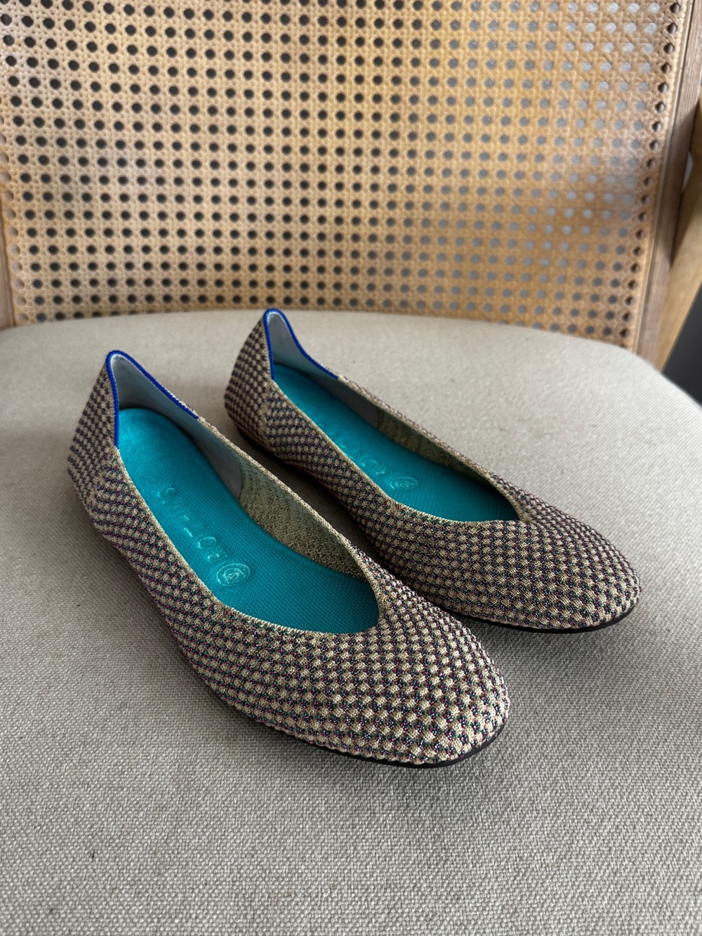 Rothy's The Square Flats in Multi Metallic Size 9.5 Limited Addition Rare